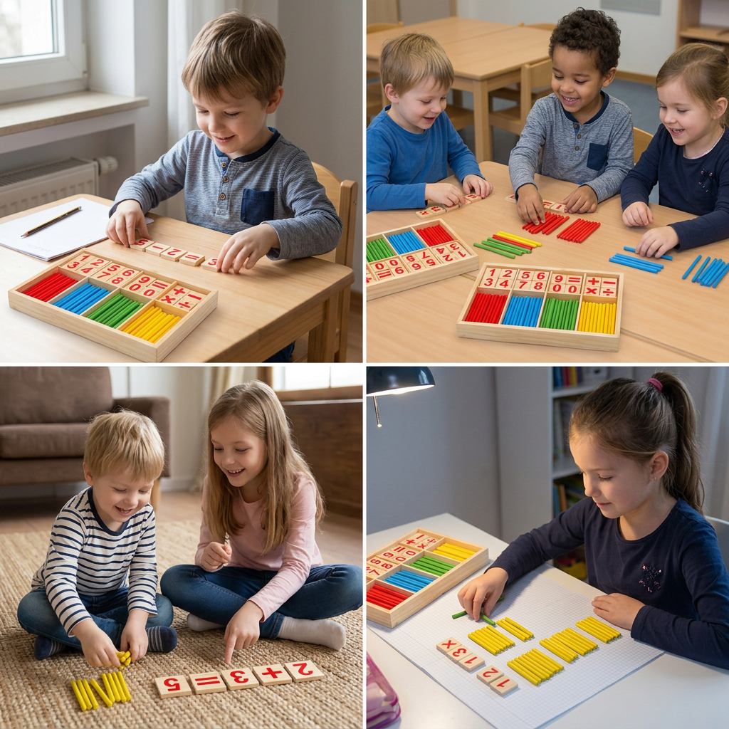 Montessori-Rechenstäbchen zum spielerischen Rechnenlernen