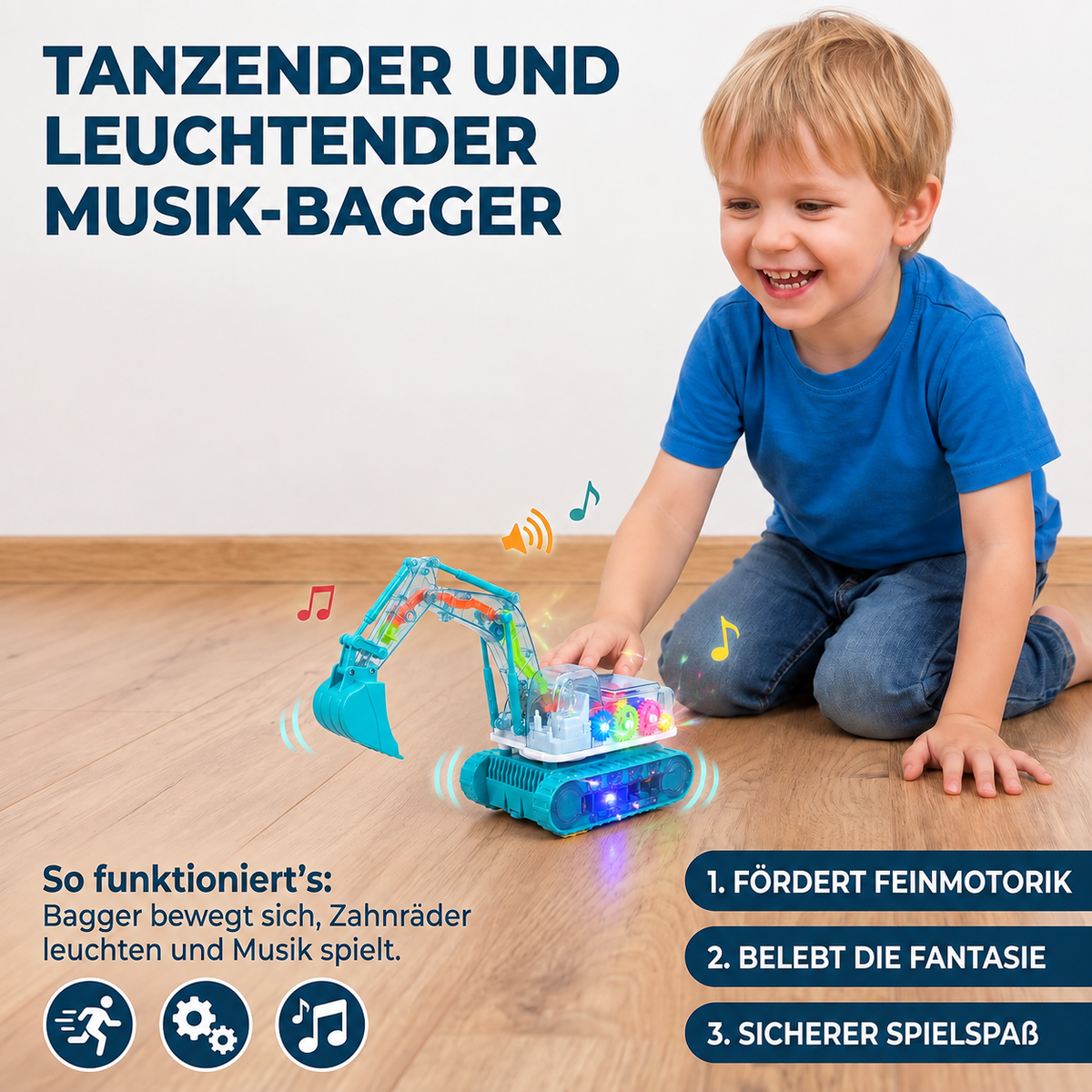 Tanzender und Leuchtender Musik Bagger