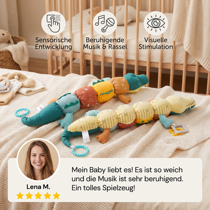 Sensorisches Plüsch Rassel und Musik Krokodil