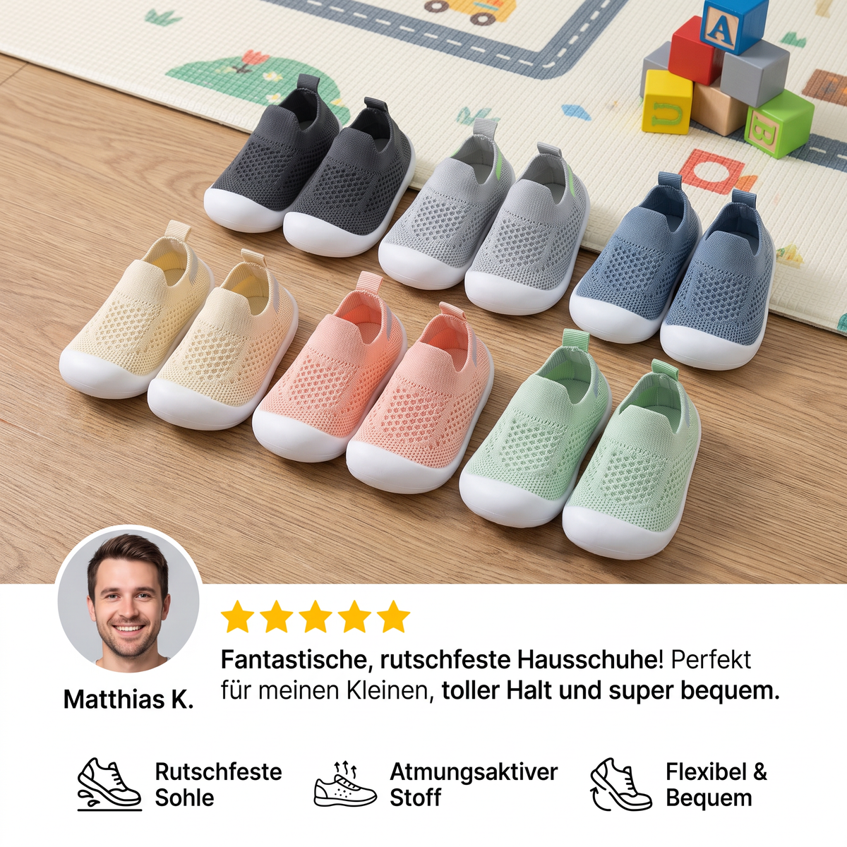 Rutschfeste Sockenschuhe für Kinder