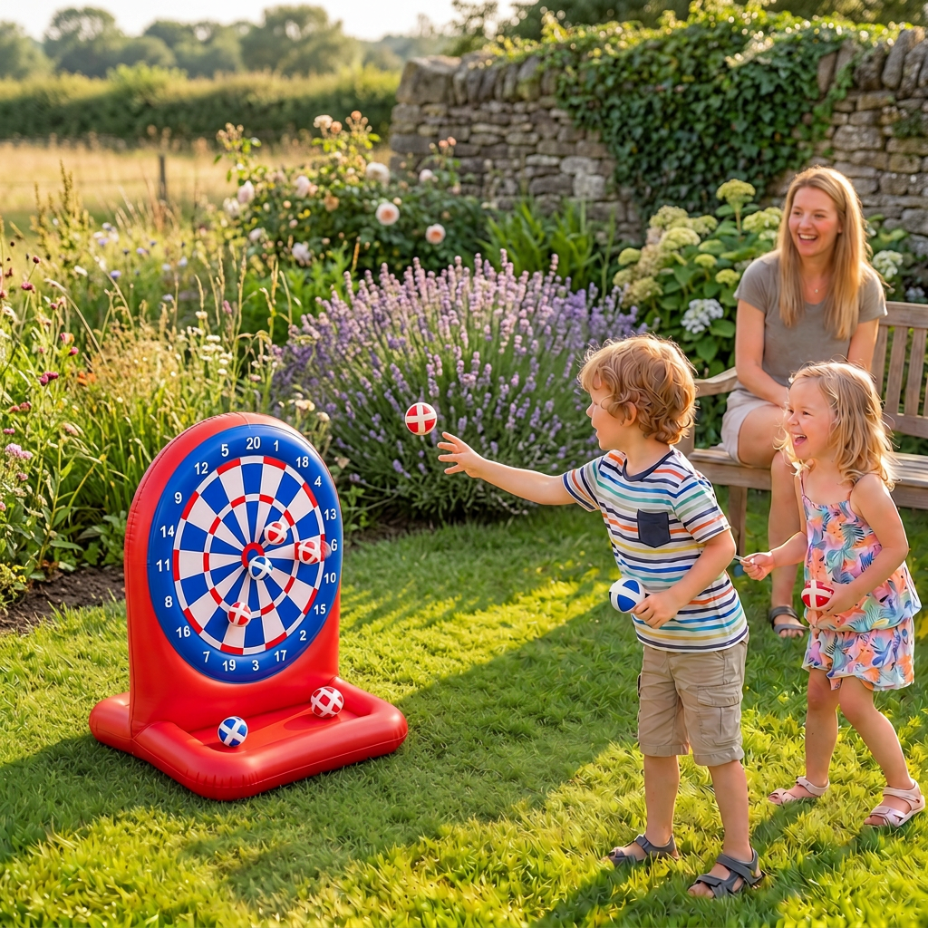 Aufblasbares Wasser-Zielspiel mit Darts – Outdoor-Wurfspiel für den Garten