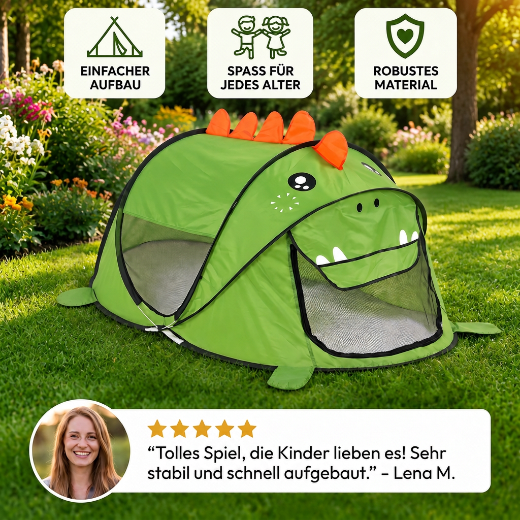 Faltbares Dino-Spielzelt für Kinder – perfekt für warme Tage & gemütliche Spielstunden