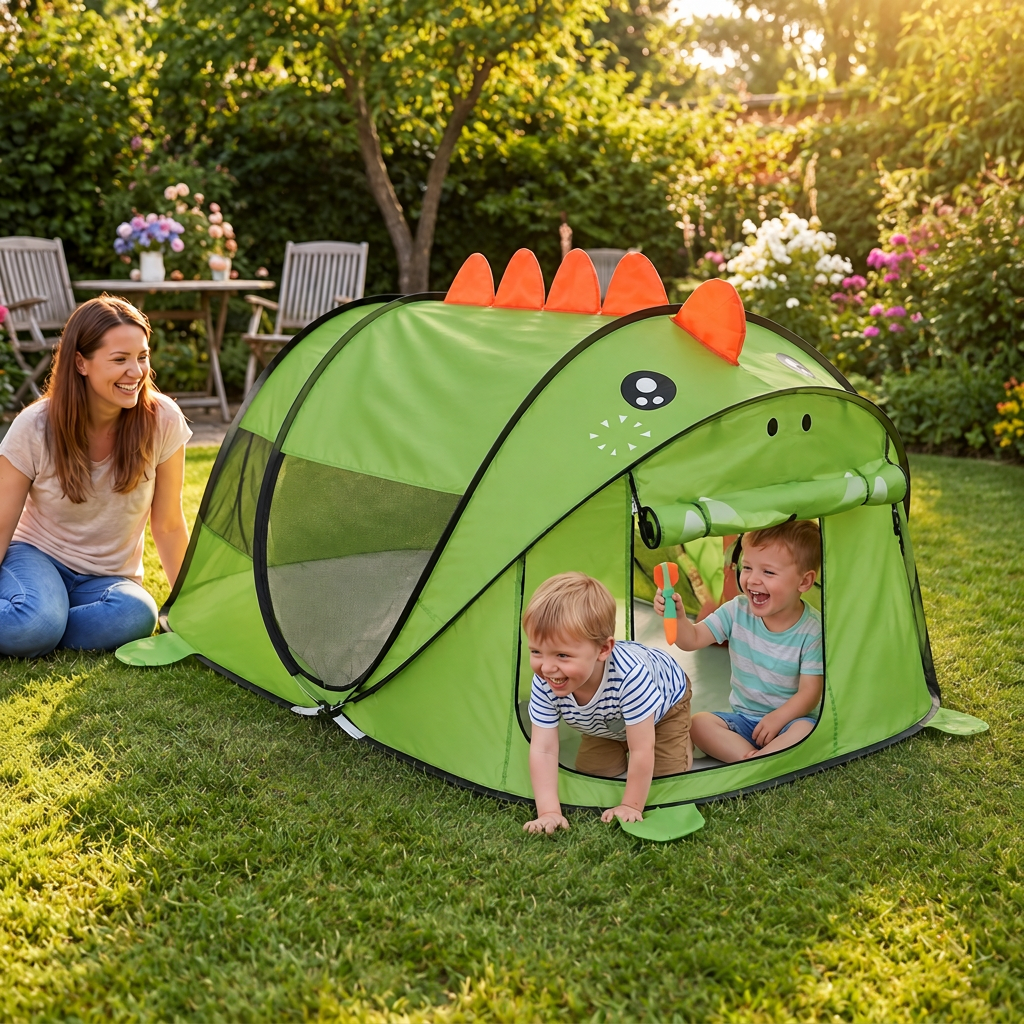 Faltbares Dino-Spielzelt für Kinder – perfekt für warme Tage & gemütliche Spielstunden