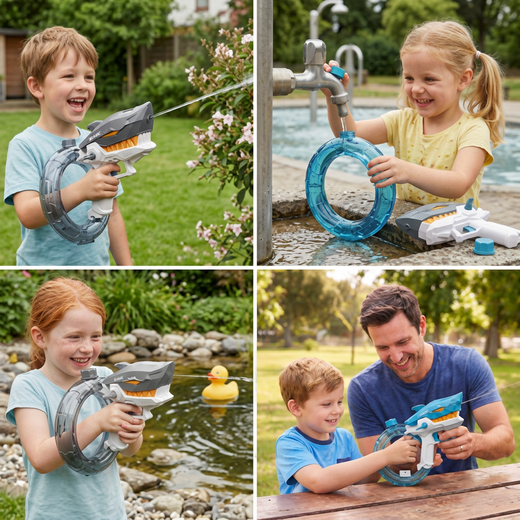 Elektrische Hai-Wasserpistole für Kinder – Vollautomatischer Wasserspaß für heiße Sommertage