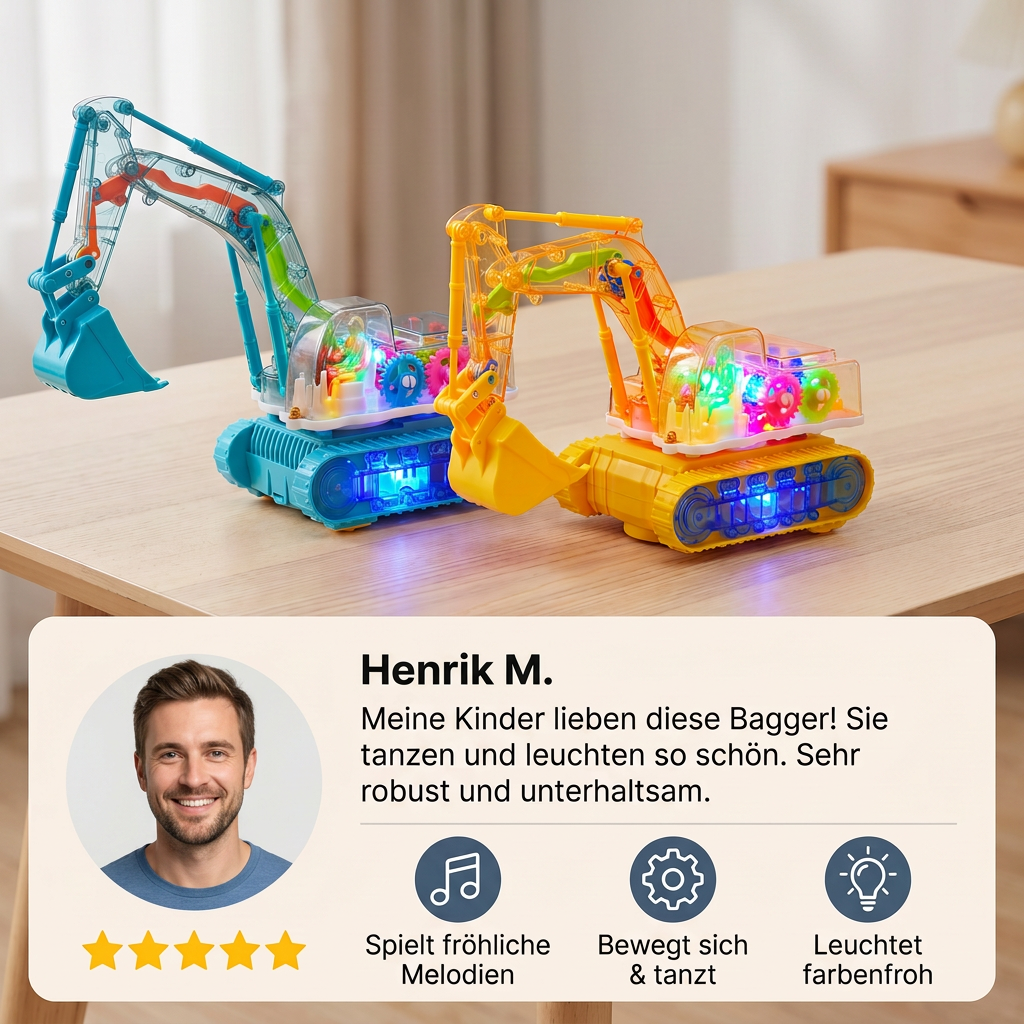 Tanzender und Leuchtender Musik Bagger