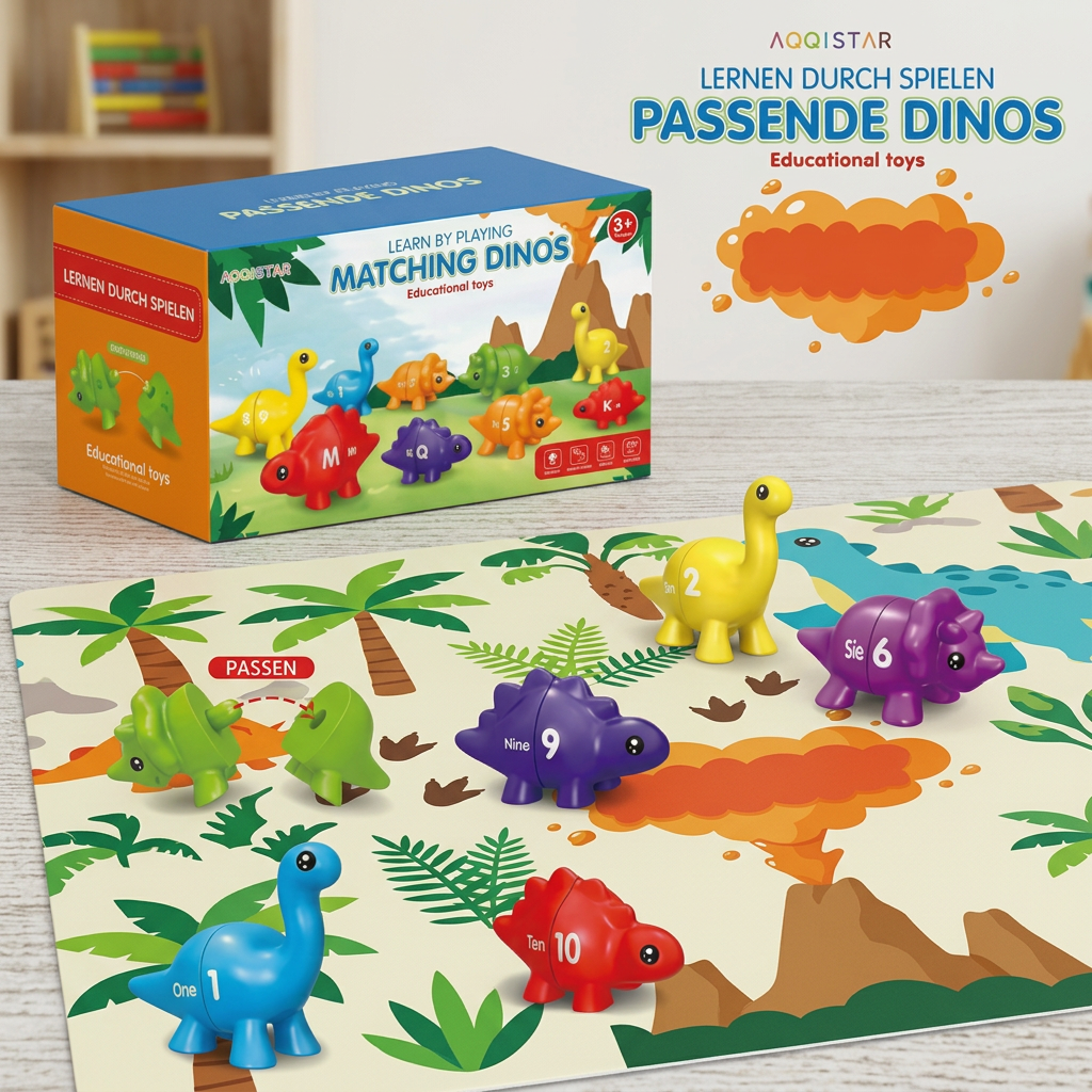 Pädagogisches Montessori Farben Dinosauerier Sortier Spiel Set