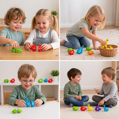 Pädagogisches Montessori Farben Dinosauerier Sortier Spiel Set
