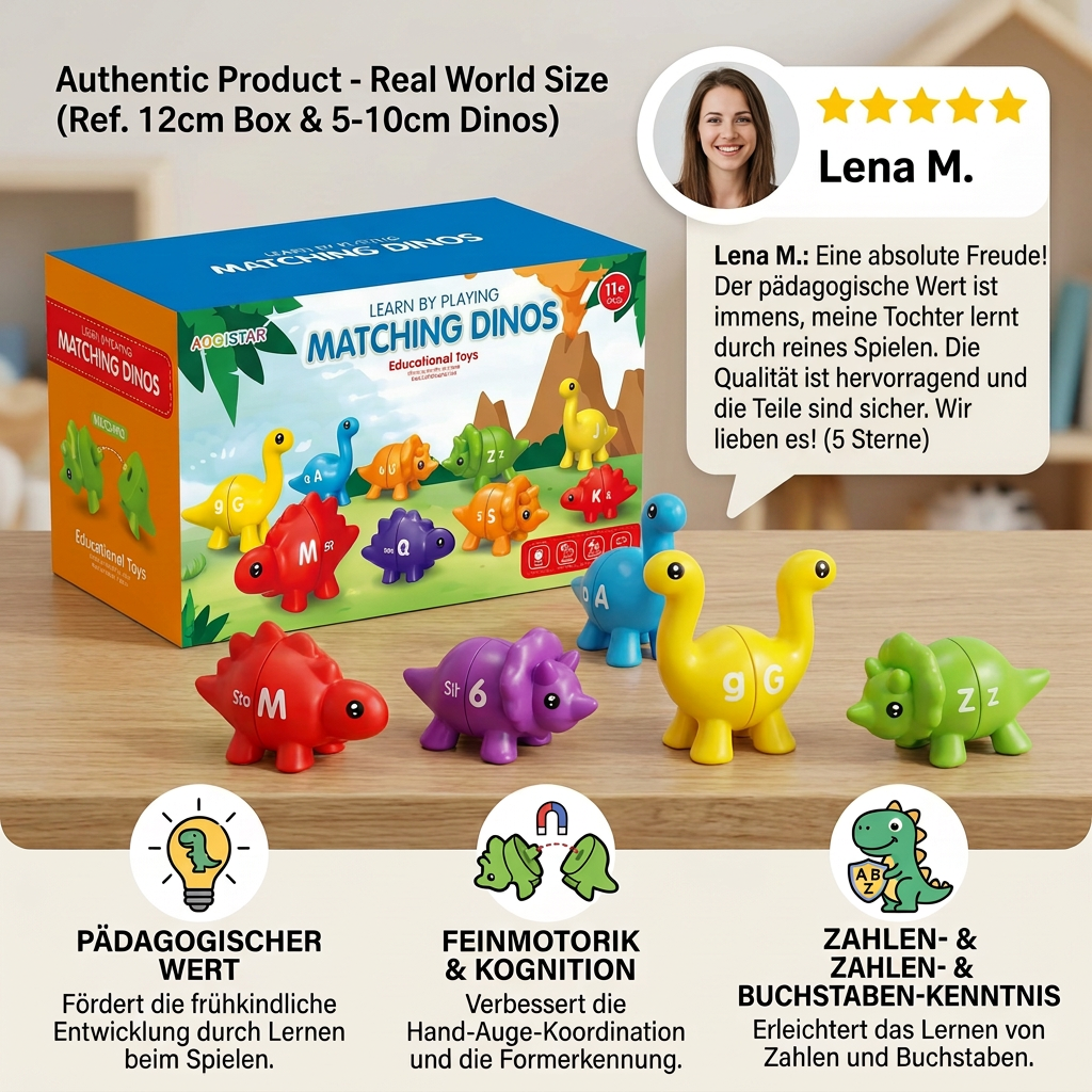 Pädagogisches Montessori Farben Dinosauerier Sortier Spiel Set