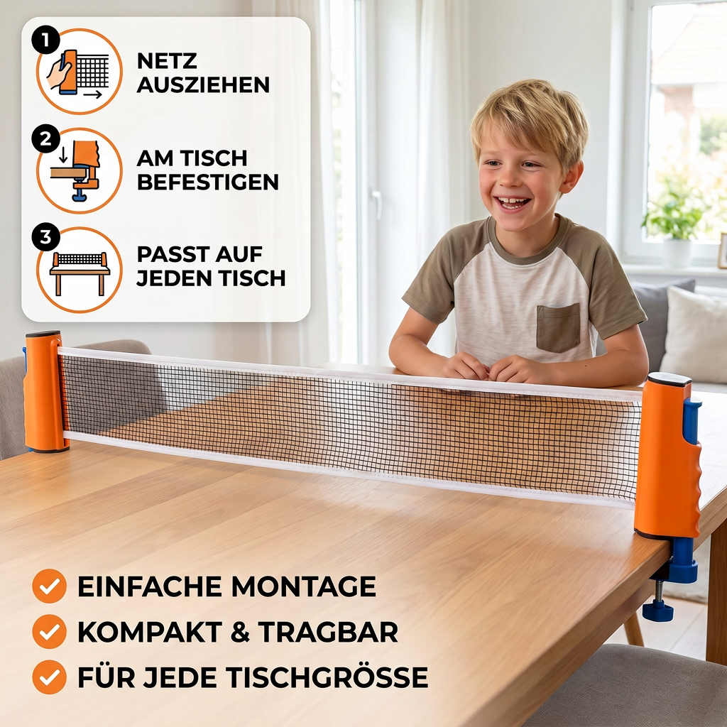Verstellbares Tischtennisnetz – passend für jeden Tisch!