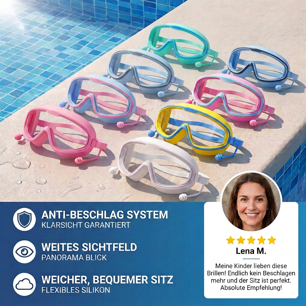 KIndergerechte Schwimm Brillen mit Großen Rahmen und Anti-Beschlag System