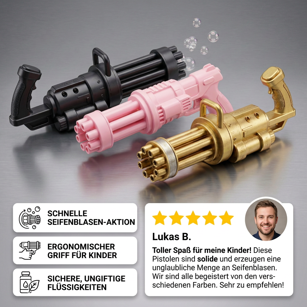 Seifenblasenpistole – Seifenblasen in Sekundenschnelle erzeugen