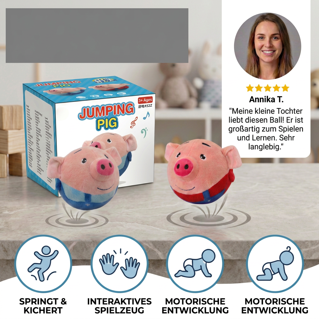 Hüpfender Schweineball – Perfekt für die Spielzeit – Interaktiver Spielball