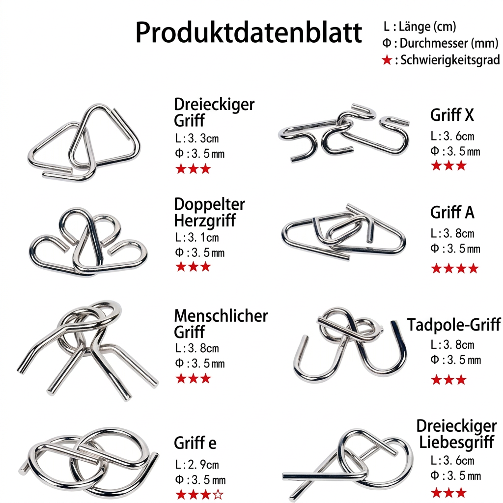 Metall Gehirntraining Ring Set