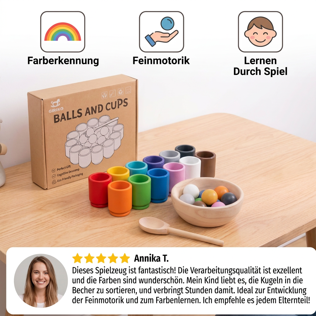Holz Farbensortierspielzeug – Fördert Farberkennung und Feinmotorik