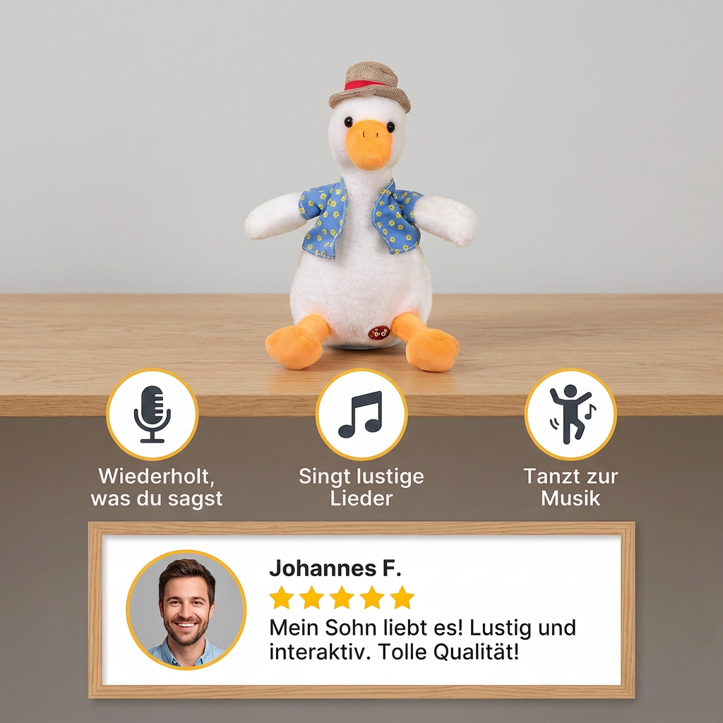 Sprechende Ente mit Hut – Kinderspielzeug