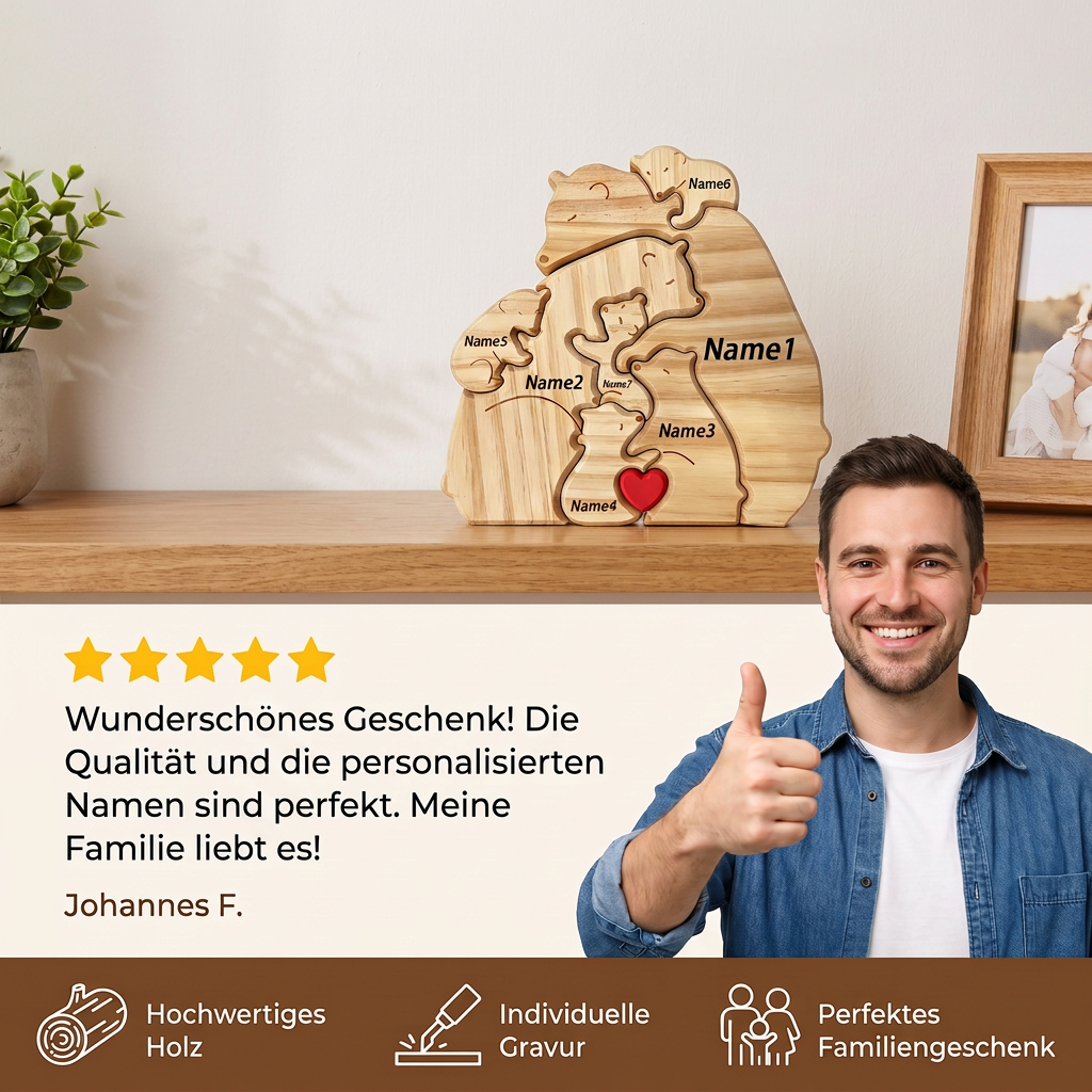 Handgefertigte personalisierte Bärenfamilie
