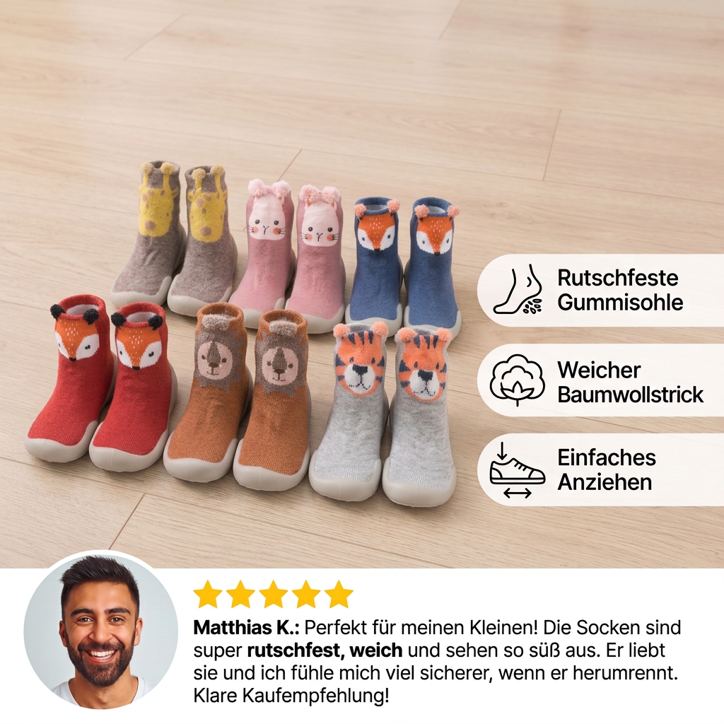 Rutschfeste Sockenschuhe im Tierdesign