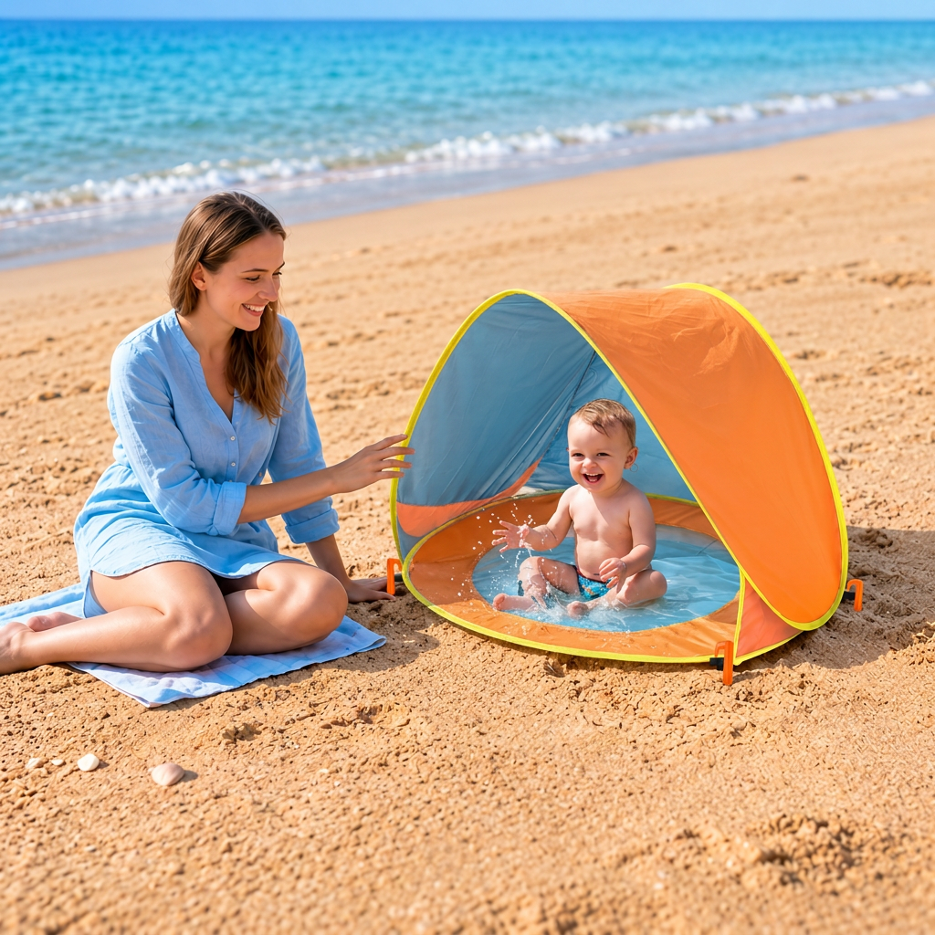 Kinder-Strandzelt mit integriertem Pool