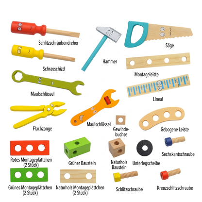 TinyCrafter – Montessori-Holzwerkzeug-Set
