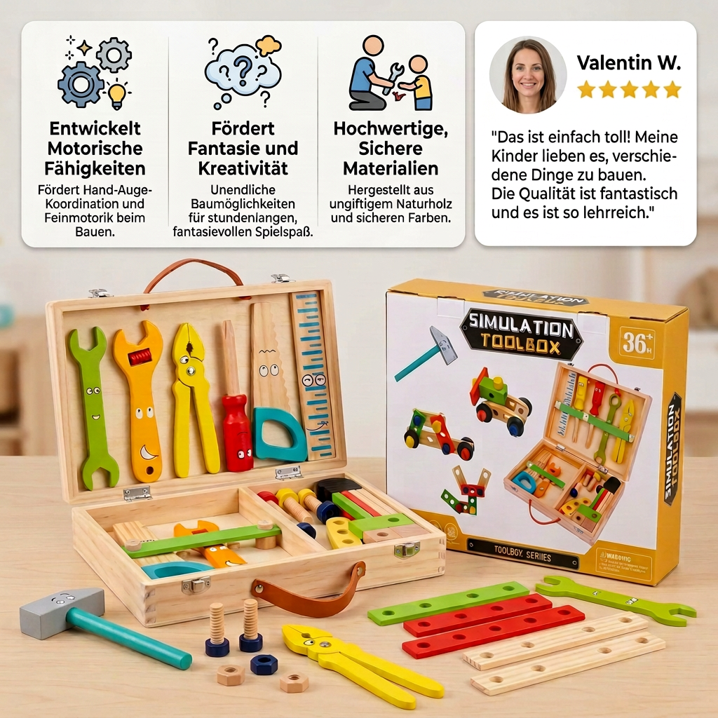 TinyCrafter – Montessori-Holzwerkzeug-Set