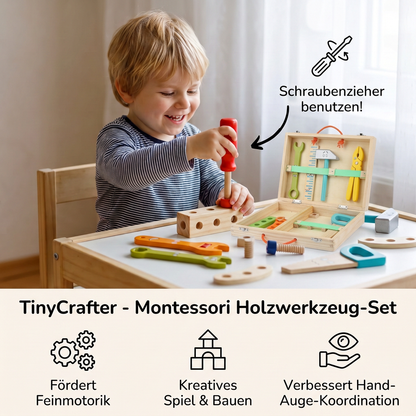 TinyCrafter – Montessori-Holzwerkzeug-Set