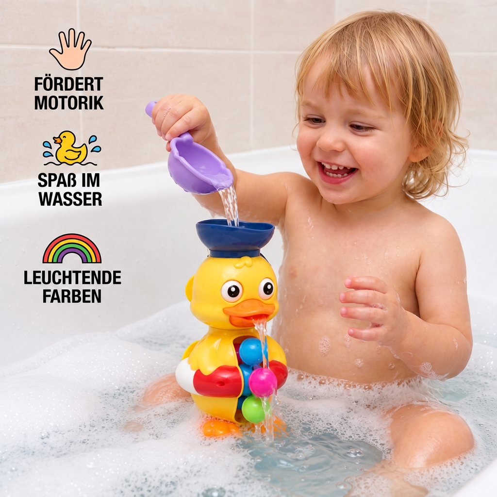 Wasserrad-Badespielzeug mit Ente