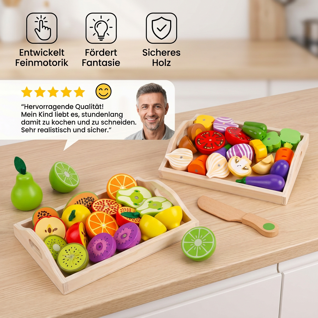 Montessori Holzspielküchen Set