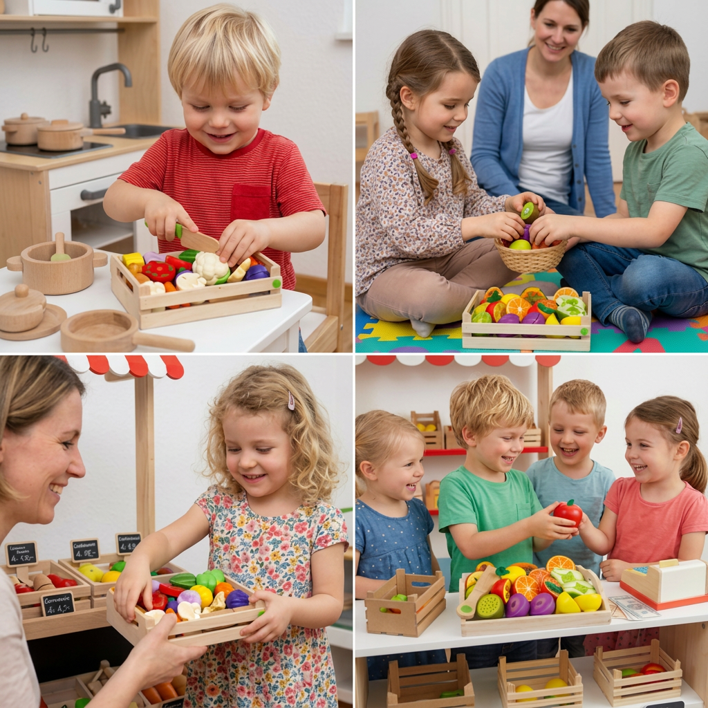 Montessori Holzspielküchen Set