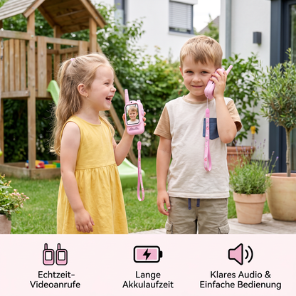 Kinder Video-Walkie-Talkie 2er Set  – Funkgeräte mit Kamera & Bildschirm