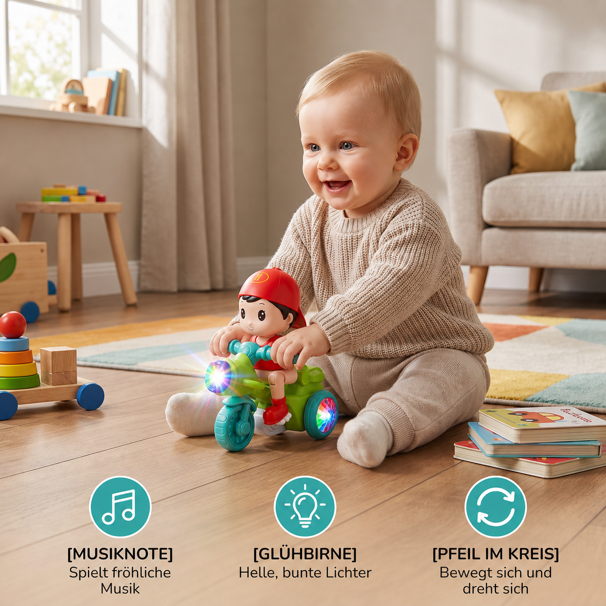 Leuchtendes Musik Kinder Stunt Roller Spielzeug