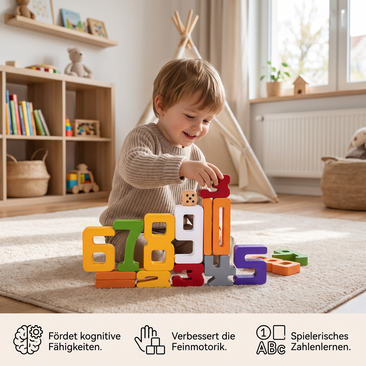 Zahlen lernen mit dem Stapelstein-Spiel