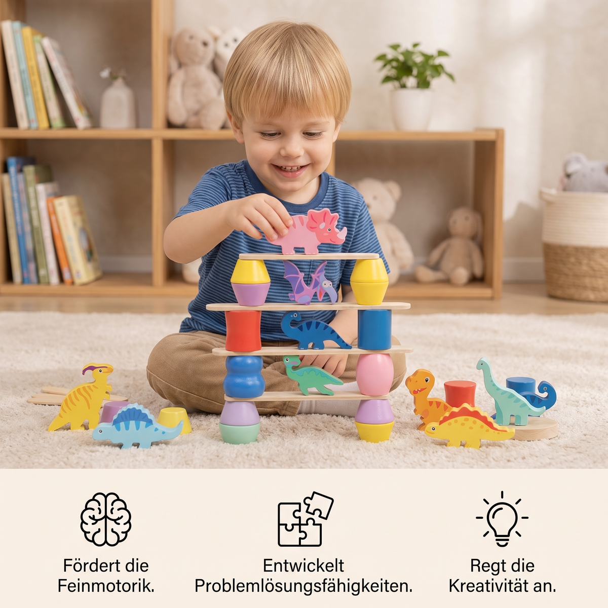 Montessori-Dinosaurier-Stapelspiel