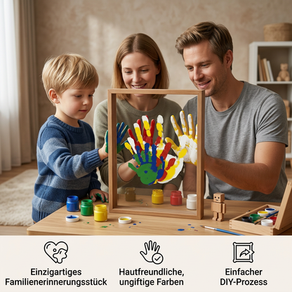 DIY Handabdruck Bilderrahmen aus Holz – Familien Erinnerungsset mit Farben