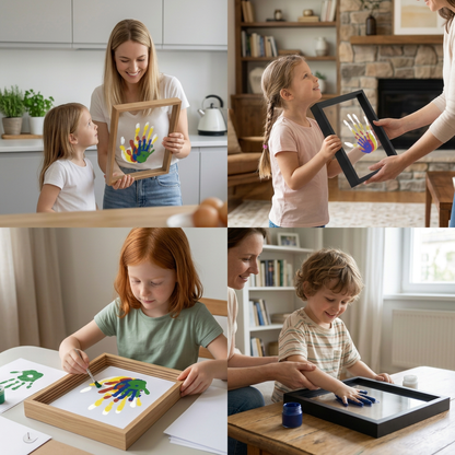 DIY Handabdruck Bilderrahmen aus Holz – Familien Erinnerungsset mit Farben