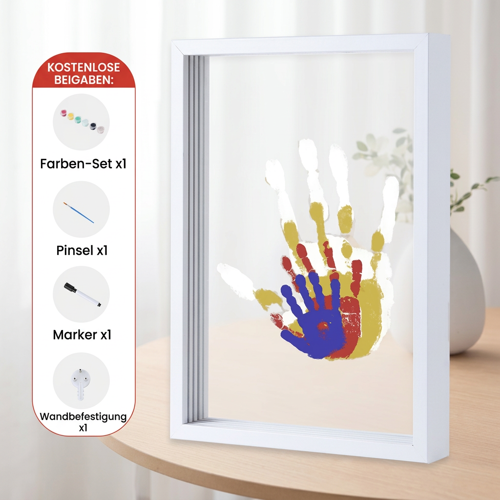 DIY Handabdruck Bilderrahmen aus Holz – Familien Erinnerungsset mit Farben