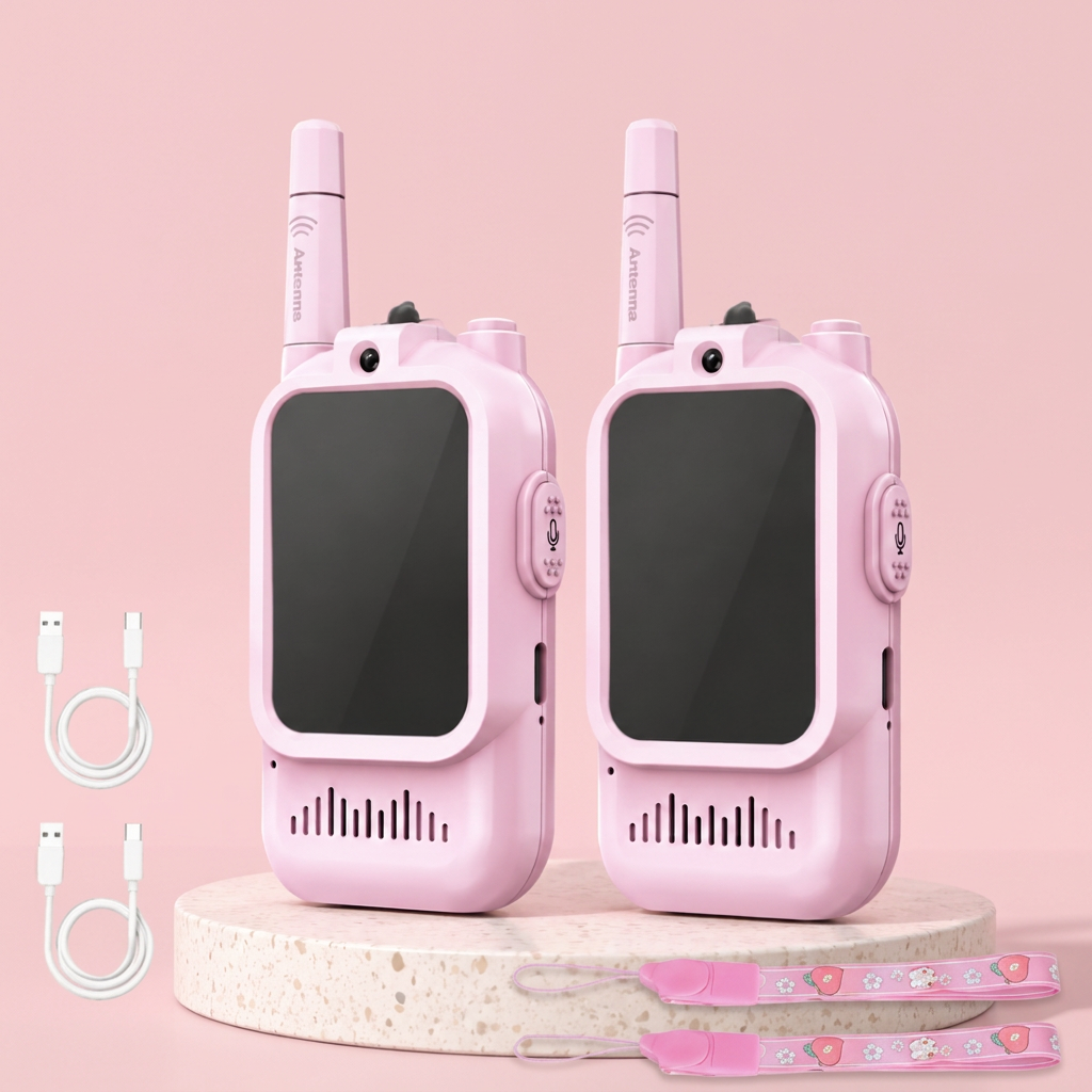 Kinder Video-Walkie-Talkie 2er Set  – Funkgeräte mit Kamera & Bildschirm