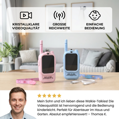 Kinder Video-Walkie-Talkie 2er Set  – Funkgeräte mit Kamera & Bildschirm