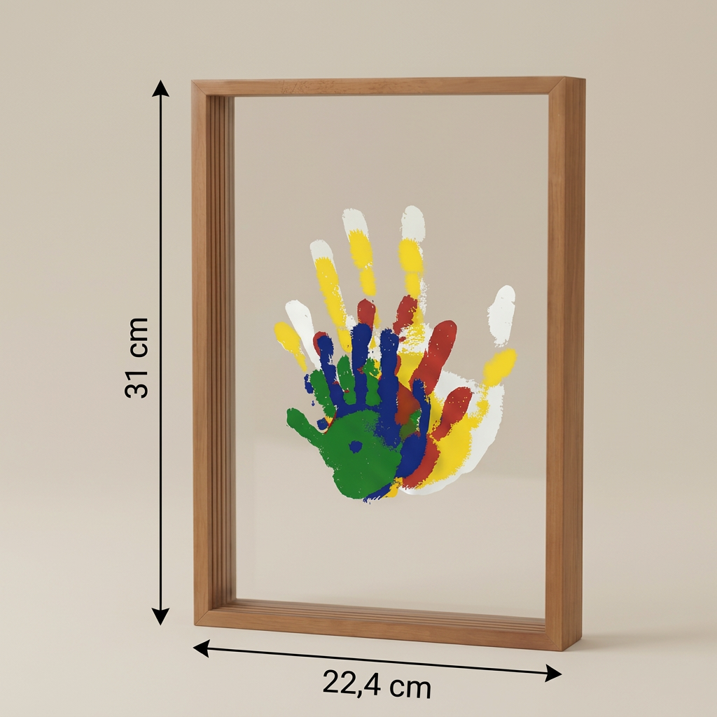DIY Handabdruck Bilderrahmen aus Holz – Familien Erinnerungsset mit Farben