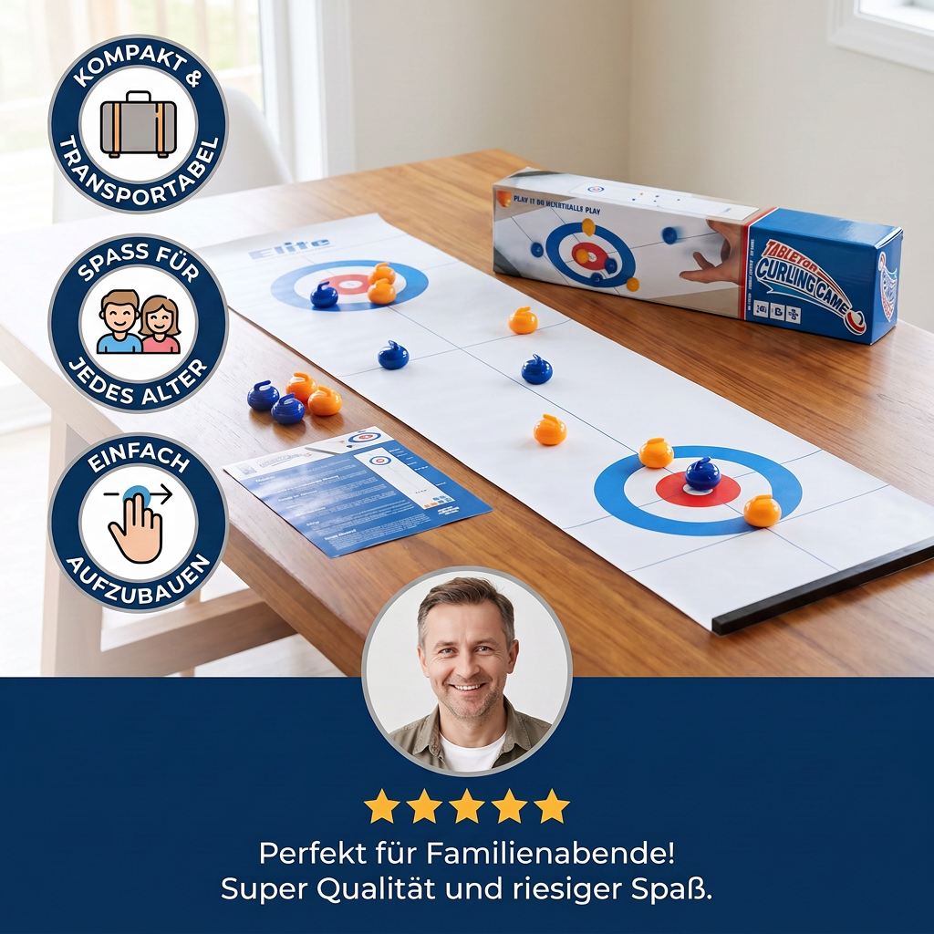 Faltbares Tisch-Curling Spiel – 2-Spieler Wettkampf-Set