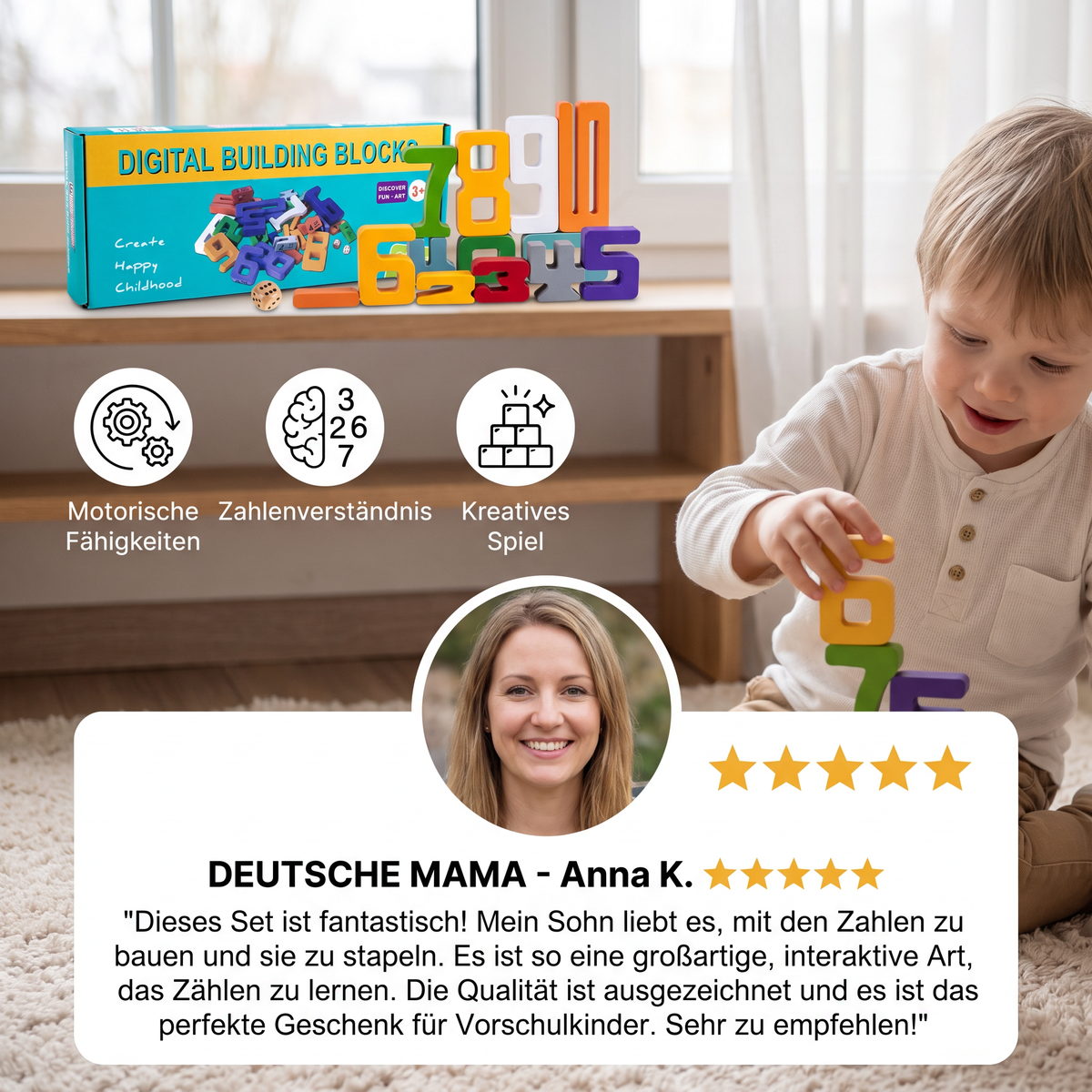 Zahlen lernen mit dem Stapelstein-Spiel