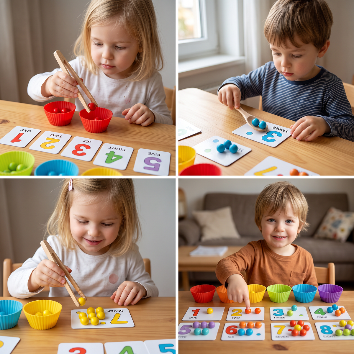 Montessori Kugel Zahlen und Farben Sortierset zum Rechnen Lernen