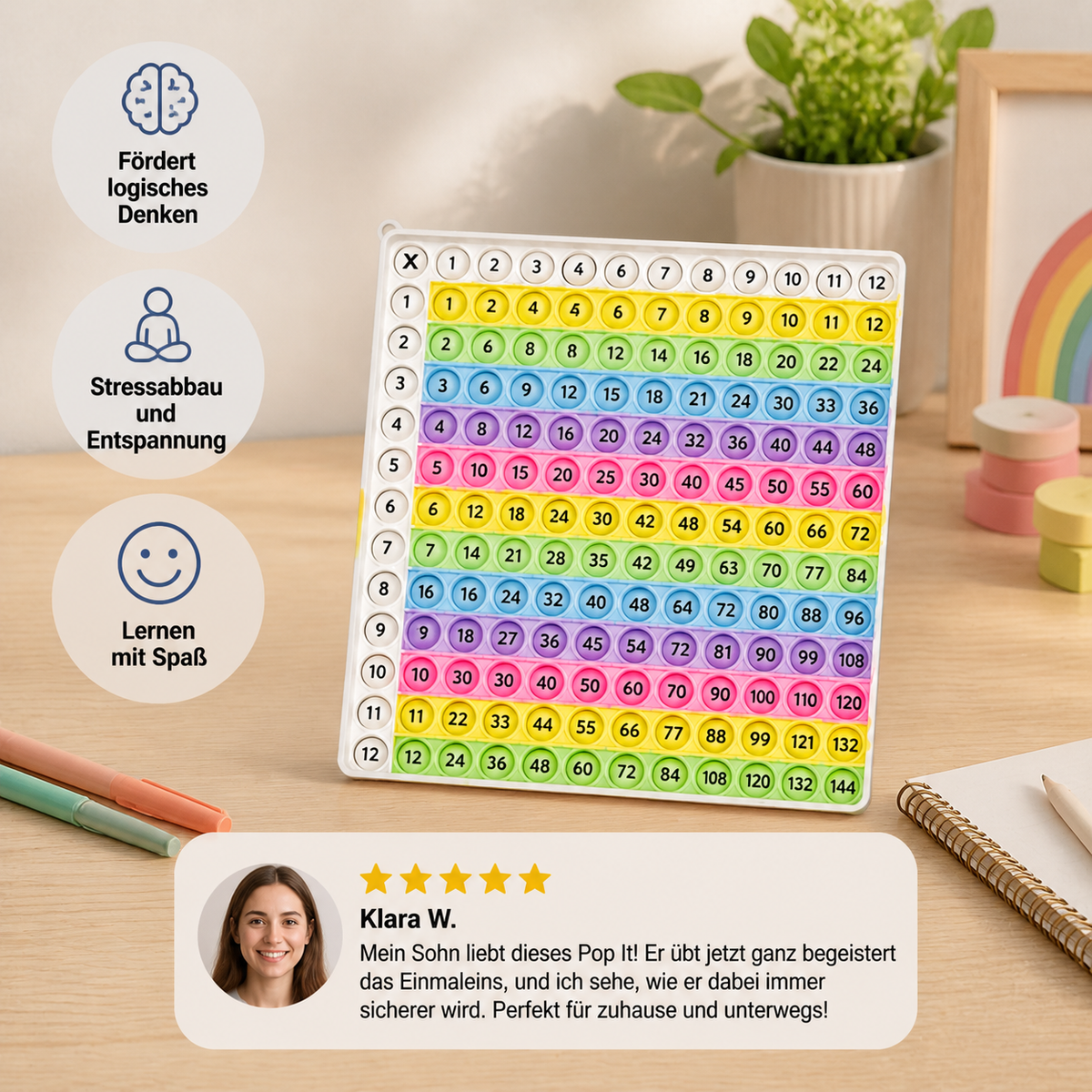 Rainbow Pop Math – Lernspielzeug zum Multiplizieren mit Fidget-Effekt