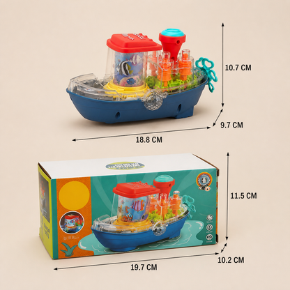 Leuchtendes Zahnradboot – Musikalisches elektrisches Spielzeugboot für Kinder