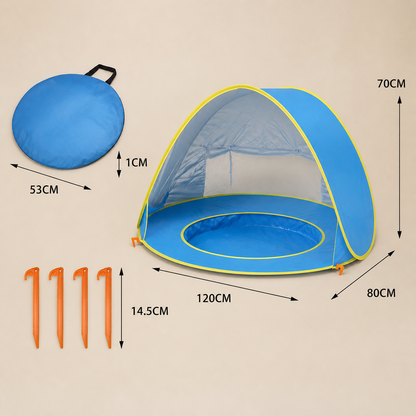 Pop-Up Baby Strandzelt mit integriertem Pool & UV-Schutz – Tragbarer Sonnenschutz für Kinder