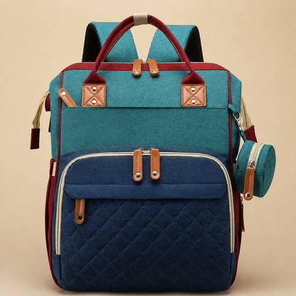 3-in-1 Reise Wickelrucksack mit faltbarem Babybett - Perfekt für Unterwegs!