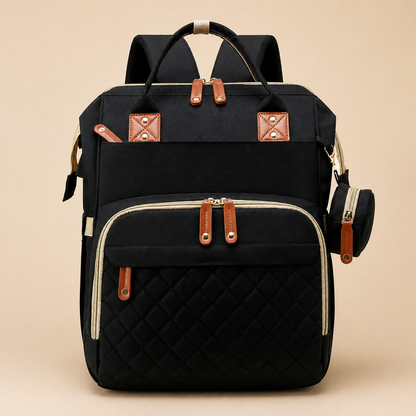 3-in-1 Reise Wickelrucksack mit faltbarem Babybett - Perfekt für Unterwegs!