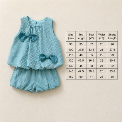 Trendiges 2-teiliges Mädchen-Set – Grünes Outfit mit Schleifen-Details