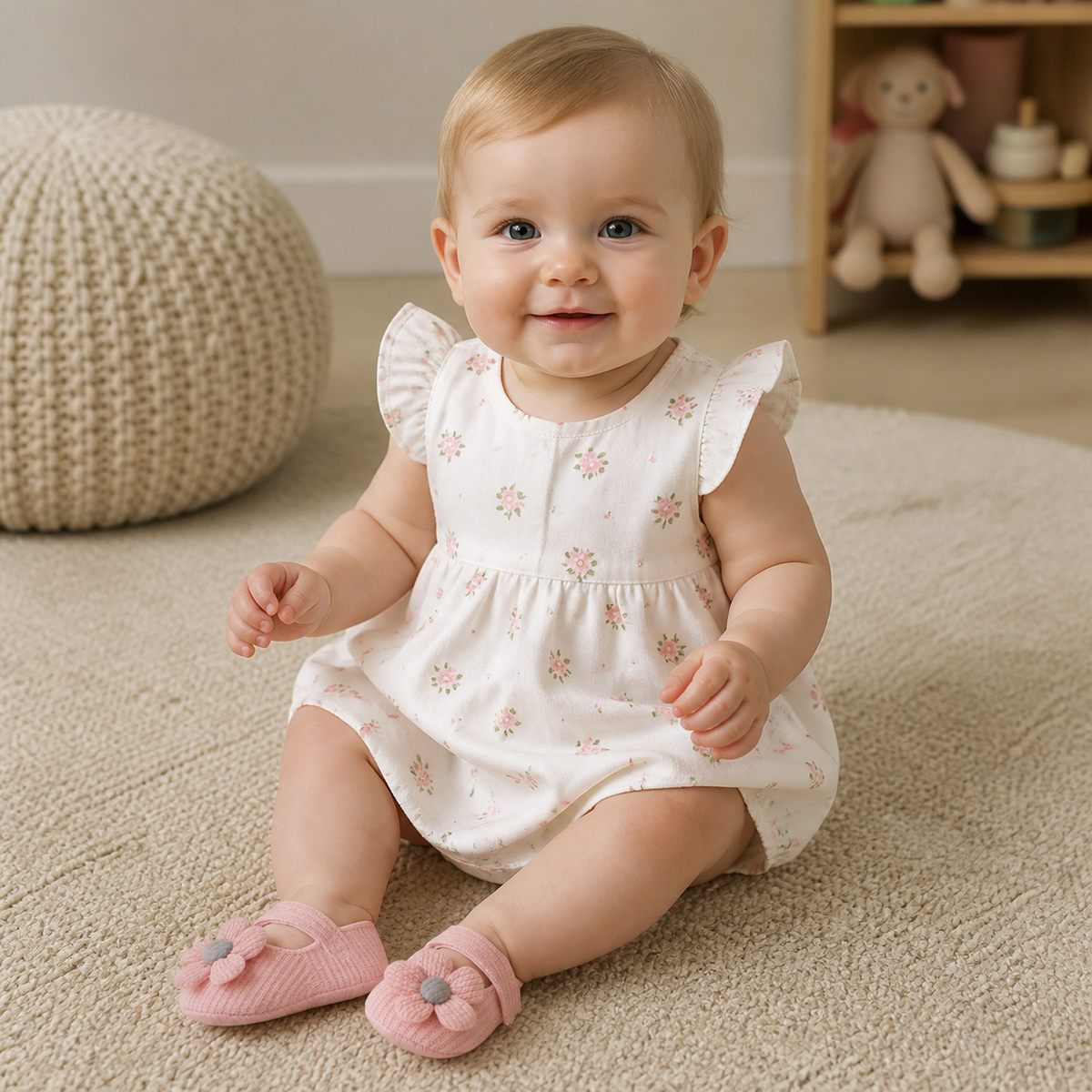 Sommer Babyschuhe mit weicher Sohle im Blumendesign