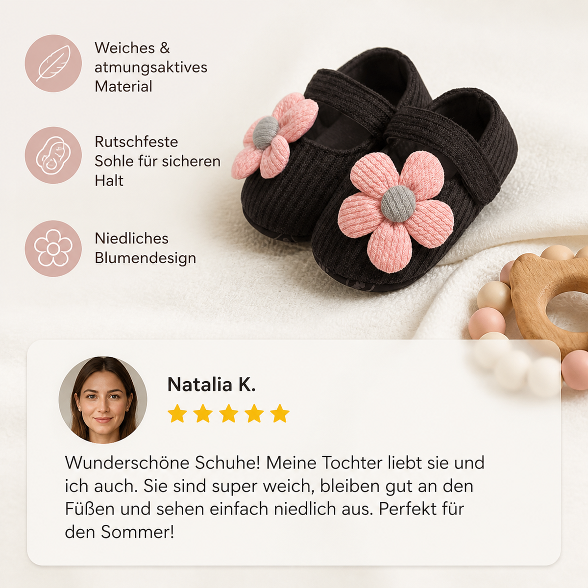 Sommer Babyschuhe mit weicher Sohle im Blumendesign