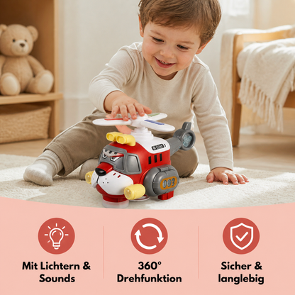 Lustiges Tiger-Flugzeug für Kinder – Spielzeug mit 360° Drehfunktion, Licht & Sound